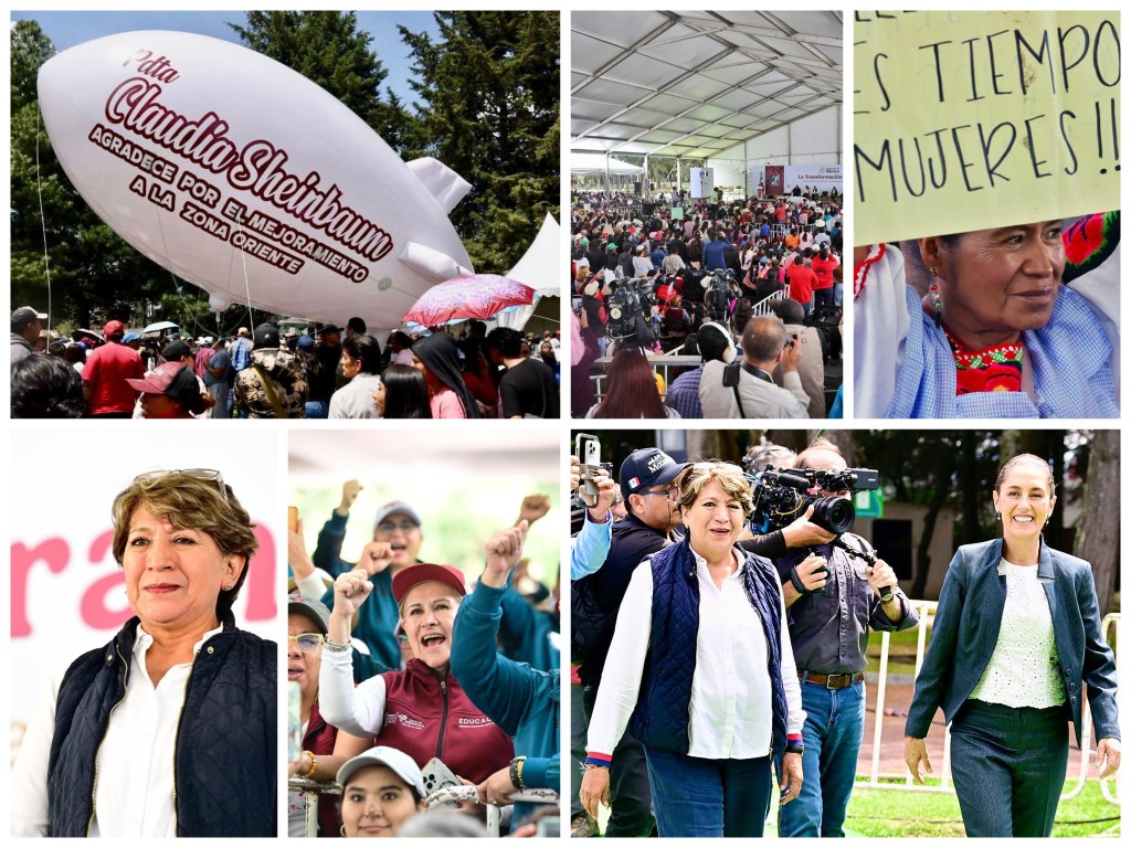 Delfina Gómez recibe a la Presidenta Claudia Sheinbaum en la Capital del Estado de&nbsp;México