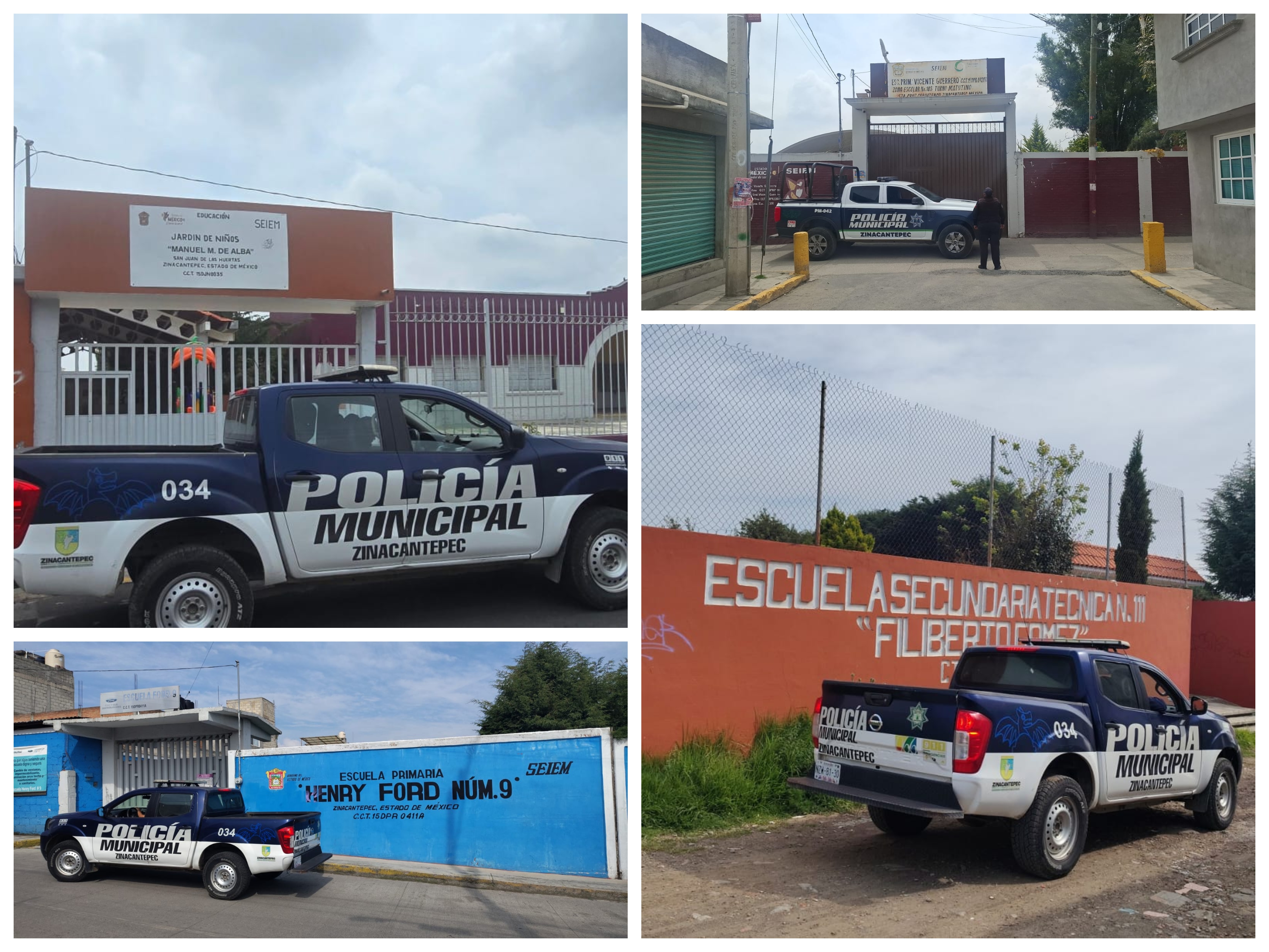 Zinacantepec protege sus escuelas con vigilancia permanente durante las vacaciones